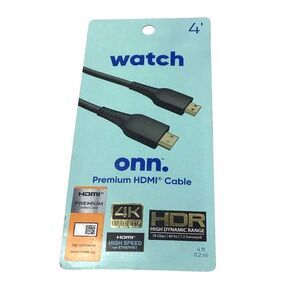 Onn Premium HDMI Cable 4ft - 4k UltraHD - Brand New Sealed